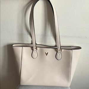 Vanessa Williams Cream Tote Bag with Double Straps